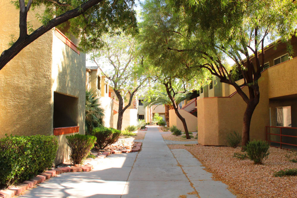 This image displayed is the welcoming exterior view of Bellevue Apartments website